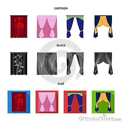 Cornices, garters, ribbon and other web icon in cartoon,black,flat style.Machine, textiles, furniture icons in set Vector Illustration