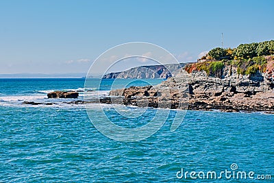 Cornish cliff in Porthleven, South Cornwall, England Stock Photo