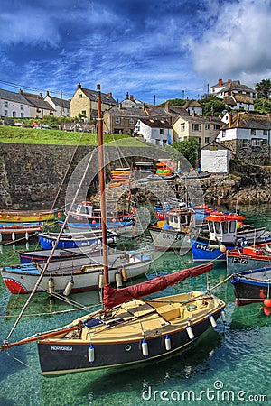 Cornish Fishing Village Editorial Stock Photo