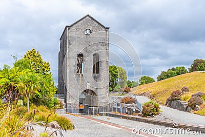 Cornish pumphouse at Martha gold mine in Waihi, New Zealand Stock Photo