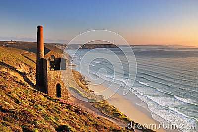 Cornish Tin Mine, St Agnes Head, Cornwall Stock Photo