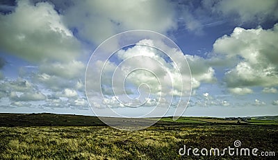 Cornish view with fields - Cornwall, United Kingdom Stock Photo