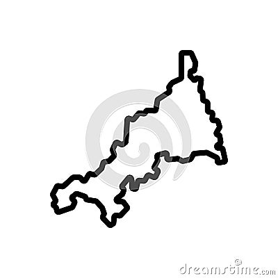 Black line icon for Cornwall, uk and map Vector Illustration