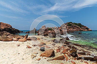 Corol reef rock landscape with a pure blue sky and a green clear water Stock Photo