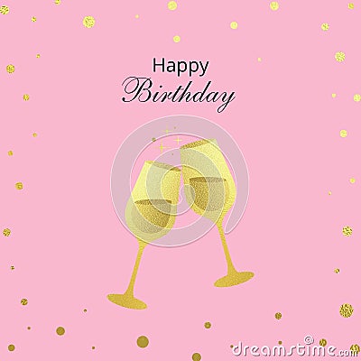 Happy birthday greeting card with glasses of champagne Stock Photo