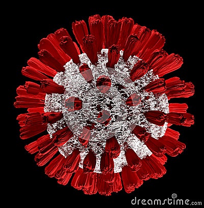 Corona virus on black background - covid19, symbol representing bacterial infection Stock Photo