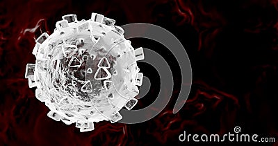 Corona virus cell model in bloodstream isolated, background with copy space - COVID-19, coronavirus outbreak single cell model Stock Photo