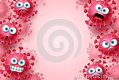 Corona virus covid-19 vector background template. Corona virus covid19 emojis and emoticons Vector Illustration