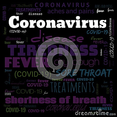 Corona virus covid-19 word art, word cloud illustration Cartoon Illustration