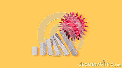 Corona virus economic impact concept image. 3d illustration Cartoon Illustration