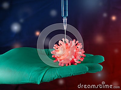 Corona virus is eliminated, dying in doctor`s hand Stock Photo