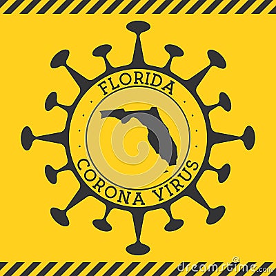 Corona virus in Florida sign. Vector Illustration