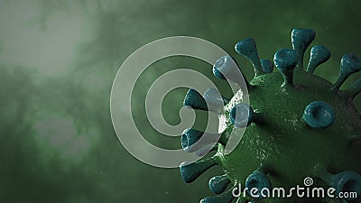 Corona Virus Green Rotation spinning in center Isolated with Dinamic Background. Microbiology And Virology Concept Covid-19. Virus Stock Photo