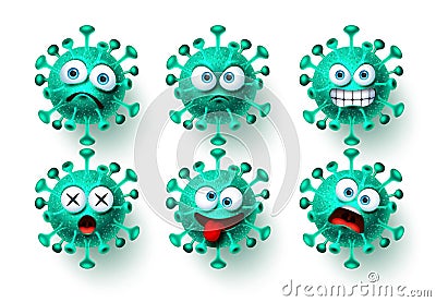 Corona virus icon vector set. Ncov corona virus emoticon and emoji Vector Illustration