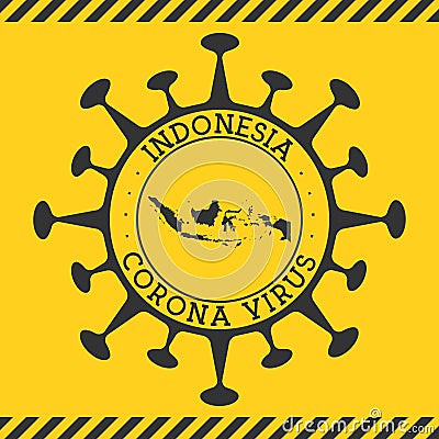 Corona virus in Indonesia sign. Vector Illustration