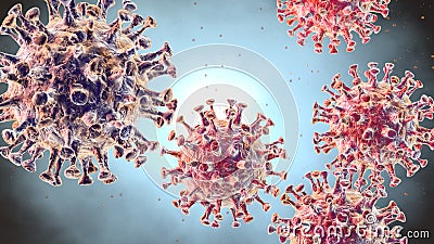 Corona virus, MERS virus, Middle-East Respiratory Syndrome, 3D illustration Cartoon Illustration