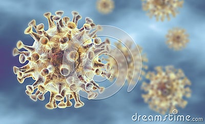 Corona virus, MERS virus, Middle-East Respiratory Syndrome, 3D illustration Cartoon Illustration