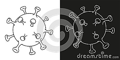 Corona Virus 2020 2019-nCoV icons. New Bacteria. Coronavirus infection. Linear icons in black and white colors. Template for Vector Illustration