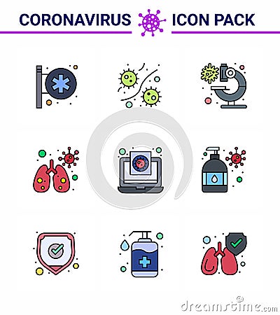 Corona virus prevention. covid19 tips to avoid injury 9 Filled Line Flat Color icon for presentation file, virus, viruses, Vector Illustration