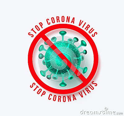 Corona virus prevention sign vector banner design. Stop novel corona virus text signage Vector Illustration