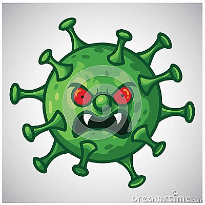 Corona Virus Scary Evil Monster Cartoon Character Design Vector Illustration Vector Illustration