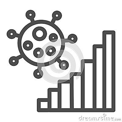 Corona virus statistics line icon, coronavirus epidemic concept, Covid-19 growth graph sign on white background, virus Vector Illustration