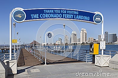 Coronado Ferry Pier & San Diego, California Editorial Stock Photo