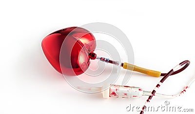 Coronary artery, and heart blood infusion set, Medical symbol concept Stock Photo