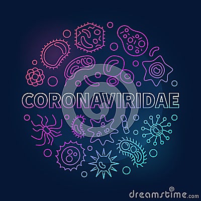 Coronaviridae vector concept outline colored round illustration Vector Illustration