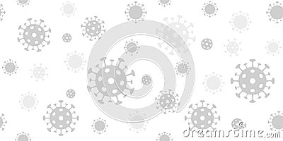 Coronavirus background. Vector seamless pattern with covid-19 virus sign. Light gray backdrop for banners Vector Illustration