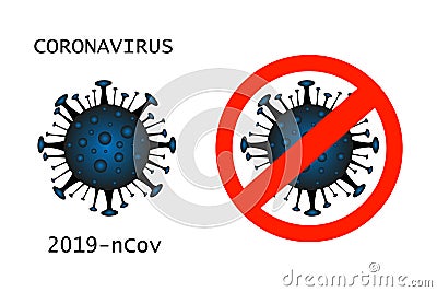 Coronavirus cell ,China Vector Illustration