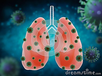 Coronavirus cell or covid-19 cell on lungs Stock Photo