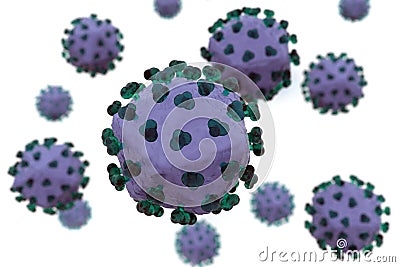 Coronavirus cells invading host organism causing disease Stock Photo