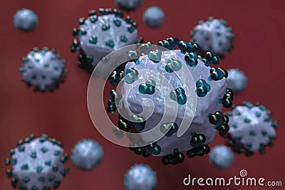 Coronavirus cells invading host organism causing disease Stock Photo