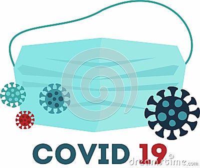 Coronavirus in China. Blue medical face mask with Novel coronavirus. 2019-nCoV. Vector Illustration