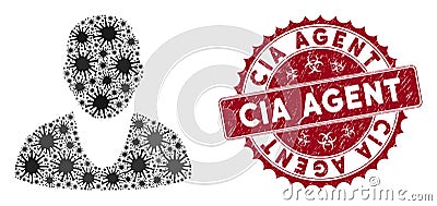 Coronavirus Collage Client Icon with Grunge CIA Agent Seal Vector Illustration