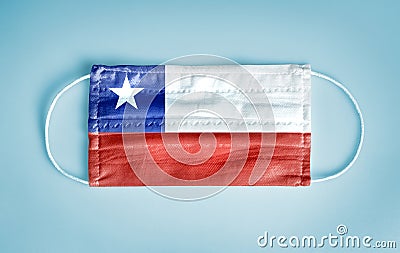 Coronavirus concept with chile flag on face mask Stock Photo