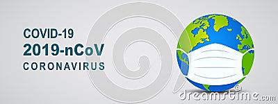 Coronavirus concept. World Earth put mask to fight against corona virus. Coronavirus outbreak and coronaviruses influenza banner Stock Photo