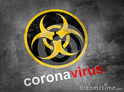Coronavirus covid19 biohazard symbol on the wall Stock Photo