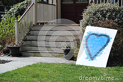 Coronavirus, COVID-19, Blue Heart Sign For First Responders, Rutherford, NJ, USA Editorial Stock Photo