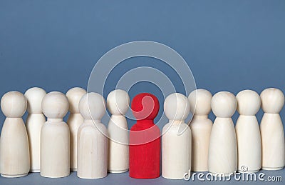 Concept of a group of people crowding together with one diverse individual who is infected and contagious to others Stock Photo