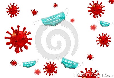 Coronavirus covid1-9 covid 19 background mask blue - 3d rendering Stock Photo