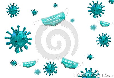 Coronavirus covid1-9 covid 19 background mask blue - 3d rendering Stock Photo