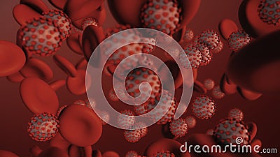Coronavirus COVID-19. 3d render of coronavirus particles in human blood Stock Photo