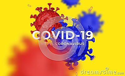 Coronavirus COVID-19 3d vivid poster illustration background template vector Vector Illustration