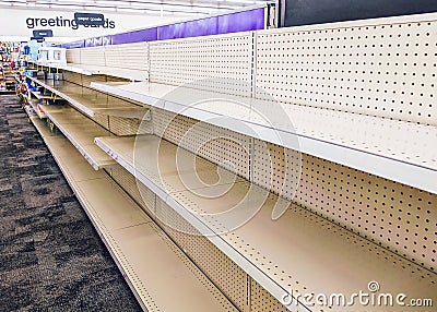 Coronavirus, COVID-19, hoarding, empty store shelves Editorial Stock Photo