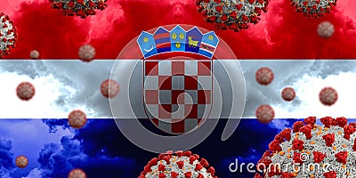 Coronavirus Covid-19 with Flag of Croatia Stock Photo