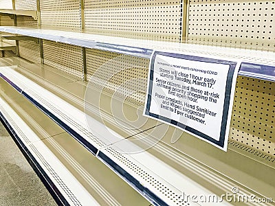 Coronavirus, COVID-19, hoarding, empty store shelves Stock Photo