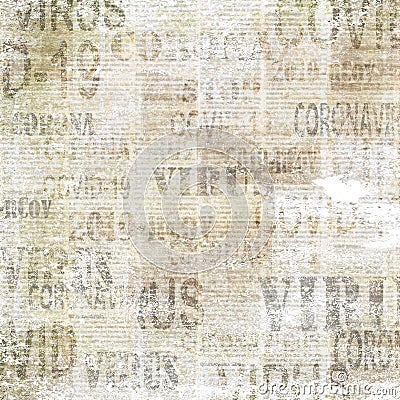 Coronavirus Covid-19 news scratched grunge newspaper old paper background Stock Photo