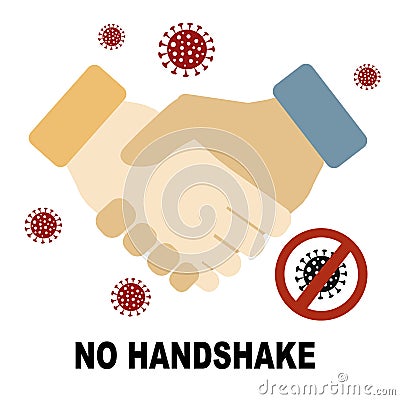 Coronavirus, covid-19 no handshake concept. Handshake image , a virus flies around Vector Illustration